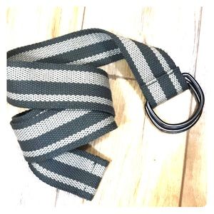 Olive Green and Tan Stripe Canvas Belt